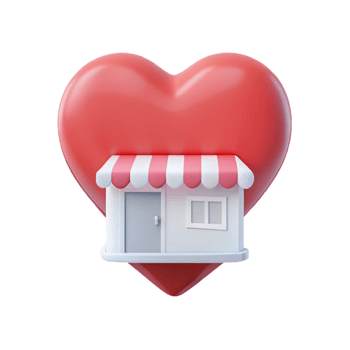 Love Your Business Heart-Shaped Shop Front 3D Render png