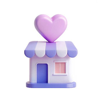 3D Render of a Purple and White Store with a Heart on Top png