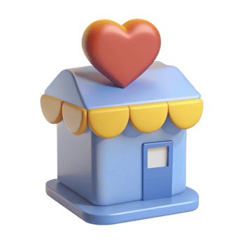 3D Render of a Cute House with a Heart on Top png