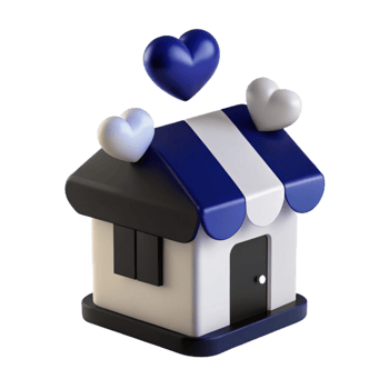 3D Render of a Small Shop with Hearts png