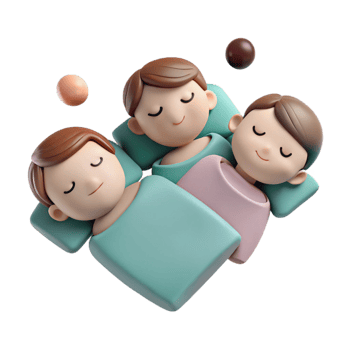 Sleeping Cartoon Characters in Bed png