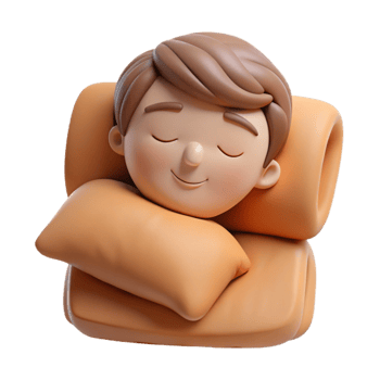 Sleeping Cartoon Character with Pillow and Blanket png
