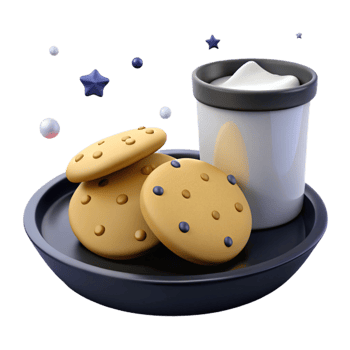 Cookies and Milk 3D Render png