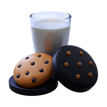 Glass of Milk and Chocolate Chip Cookies png