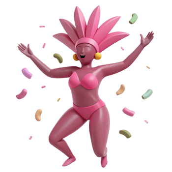 3D Illustration of a Festive Woman in a Pink Bikini and Headpiece png