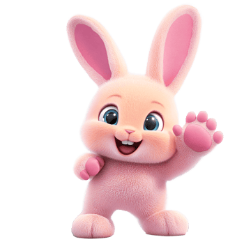Cute Pink Bunny Rabbit Cartoon Character Waving Hello png