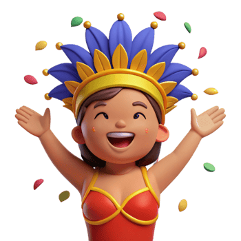 Cheerful Cartoon Character with Colorful Headwear png