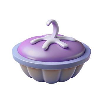 Purple and White 3D Dessert with a Stem png