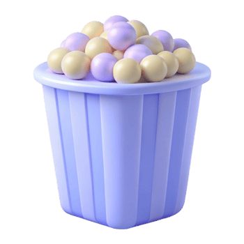 Purple and White Striped Container Filled with Spheres png