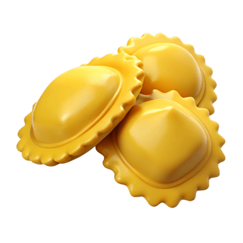Closeup of Three Yellow Ravioli png