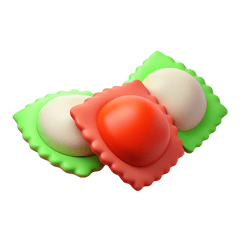Colorful 3D Rendered Ravioli Illustration png