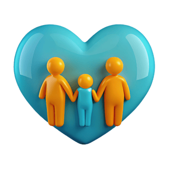 Family of Three Holding Hands Inside a Heart png