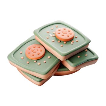 Stack of Green and Orange 3D Objects with Circles png