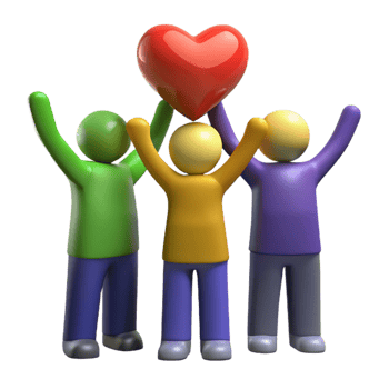 Three Stick Figures Holding a Red Heart png