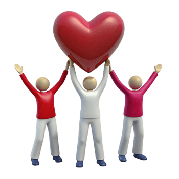 Three People Holding Up a Large Heart png