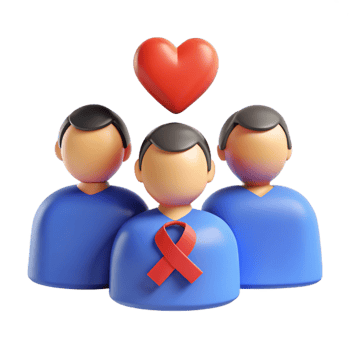3D Illustration of People with a Heart and Red Ribbon png