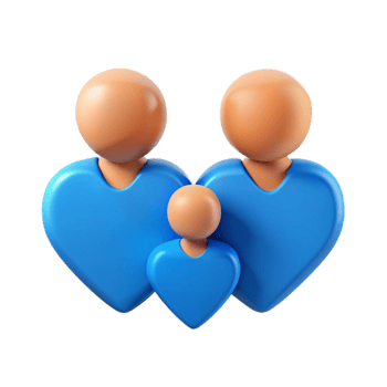 Family Icon with Blue Hearts png