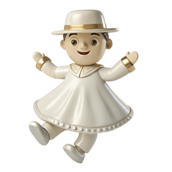 Smiling 3D Character Wearing a White Hat and Robe png