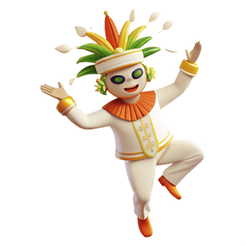 3D Cartoon Character in Festive Attire Dancing png