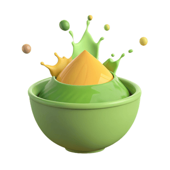 Green and Yellow Liquid Splash in Bowl png