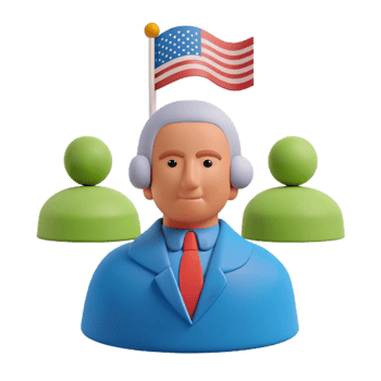 3D Illustration of a Politician with an American Flag and People Icons png