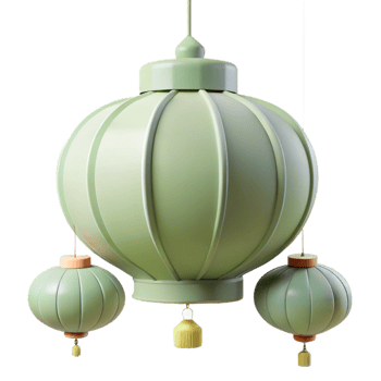 Green Chinese Lanterns Hanging Decoration png