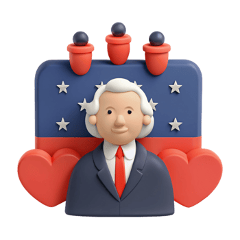 Patriotic 3D Character with Hearts and Flag png