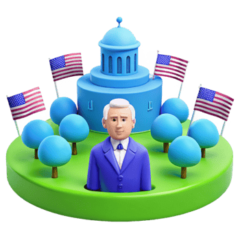 3D Rendering of a Politician in Front of a Government Building png