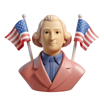 3D Model of a Man in a Red Suit and Blue Shirt with American Flags png