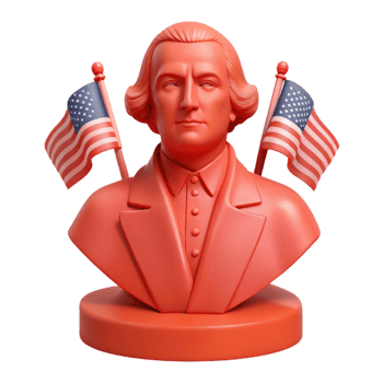 3D Render of Founding Father Bust with American Flags png