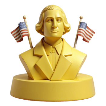 Golden Bust Sculpture with American Flags png