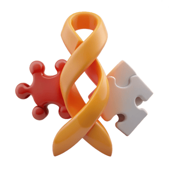 Orange Ribbon, Puzzle Pieces, and Awareness png