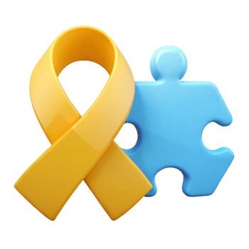 Yellow Ribbon and Blue Puzzle Piece Symbol of Support and Understanding png