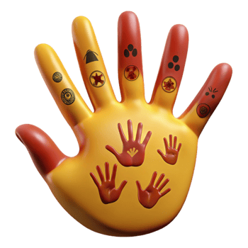 Hand with Symbols and Handprints png