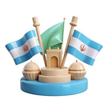 3D Rendered Flag and Building Illustration png