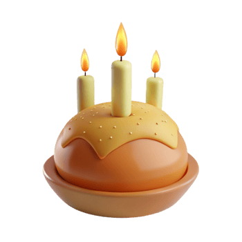 3D Rendered Birthday Cake with Candles png