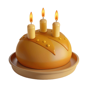 3D Rendered Cake with Candles png
