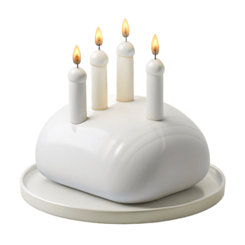 White Ceramic Candle Holder with Four Candles png