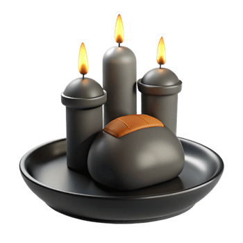 Three Candles on a Black Plate png