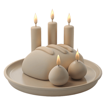Candles and Bread on a Plate png