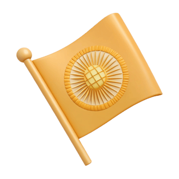 3D Render of a Flag with a Sun Design png