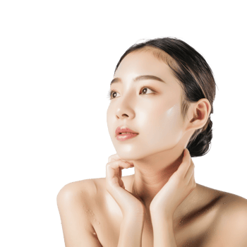 young woman with beautiful light white clean skin, skin care concept front view full length isolate on transparency background png