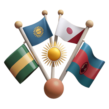 Four Flags Waving Together png