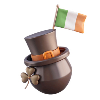 Irish Leprechaun Hat with Pot of Gold and Shamrock png