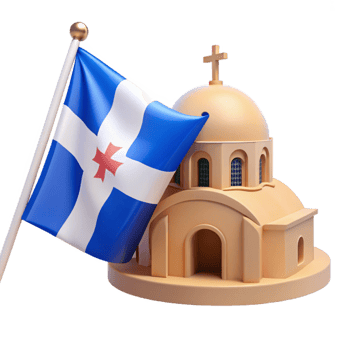 3D Render of a Church with a Flag png