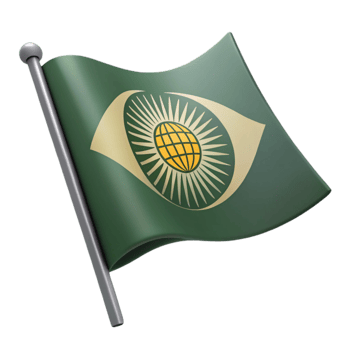 Green Flag with Eye and Globe Symbol png
