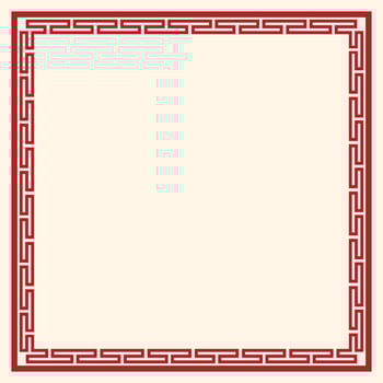 Abstract red square frame illustration Chinese style on cream background have blank space. Chinese New Year greeting card template. vector