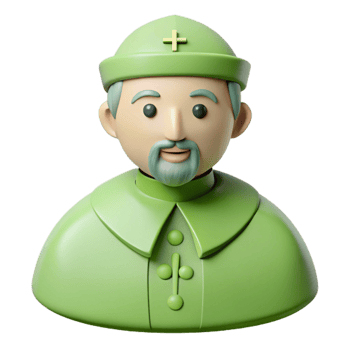 3D Cartoon Character of a Religious Figure in Green Robes png