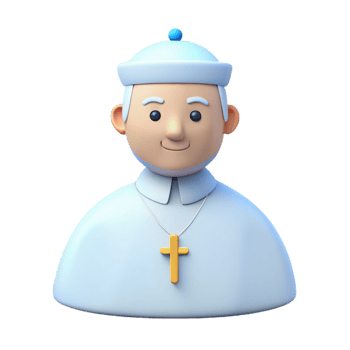 3D Cartoon Illustration of a Priest Wearing a White Robe and Hat png