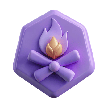 Purple Hexagon Icon With Campfire Symbol png